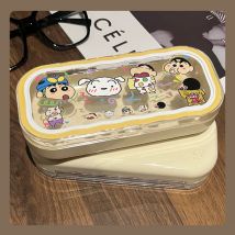 Crayon Shin-chan Custodia per occhiali con motivo ondulato anti-pressione portatile trasparente in stile giapponese alla moda e simpatico cartone animato