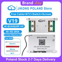 JIKONG V19 JK BMS B2A8S20P-HC 4S-8S BT RS485 HEAT CAN 2A Prąd 12V-36V 200A Aktywny Balanser BMS do Akumulatorów Lifepo4 Li-ion Lto