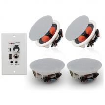 Herdio 6.5 ''4PCS Bluetooth Altoparlanti da soffitto 600W Sistema di altoparlanti da incasso a 2 vie con ricevitore amplificatore da parete per il bagno