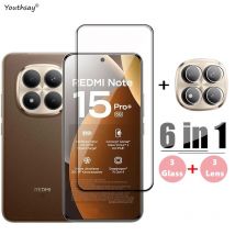 6in1 Vetro Per Redmi Nota 15 Pro Plus Copertura Completa In Vetro Temperato Redmi Nota 15 Pro + 5G Protezione Dello Schermo Pellicola Protettiva Obiettivo Del Telefono
