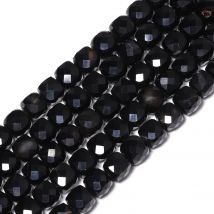 7mm AAA Facettierte Würfel Perlen Naturstein Schwarz Streifen Onyx Quadratische Spacer Perlen Für Schmuck Machen DIY Armbänder Zubehör