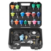 SucceBuy 28 Pcs Universal Radiator Pressure Tester Kit Manual Pump Color-coded Steel Test Cap Adapter Toolbox For Car Motorcycle