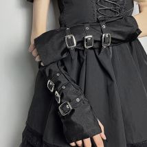 Mode Persönlichkeit Schnalle Riemen Punk Stil Frauen Spandex Finger Handschuhe Lolita Cosplay Bühne Auftritte Street Dance