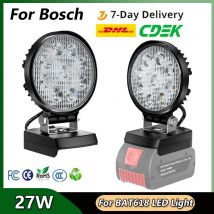 Turpow 27W LED Luce da lavoro Comblity per Bosch BAT618 Batteria agli ioni di litio 18V Torcia a LED Batterie Strumento Lampada Luci di inondazione
