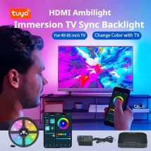 Retroilluminazione HDMI per TV con sincronizzazione TV ad immersione, striscia luminosa LED RGB-IC intelligente Funziona con Alexa Google Assistant per l'arredamento TV da gioco