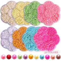 Bunte Perlen für Nägel, gemischte Größe, flache Rückseite, halbrunde Perlen, 2–10 mm, für Nagelkunst-Zubehör, Dekorationen und DIY-Basteldesign