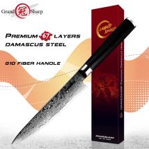 GRANDSHARP Damaskus-Küchenmesser, 5,9 Zoll, Allzweckmesser, 67 Schichten, AUS-10, japanischer Damaststahl, Küchenmesser, Kochmesser, Geschenk