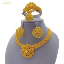 XUHUANG Luxury Flower Necklace Sets For Women Wedding Dubai Gold Plated African Jewelry Set Indian Jewellery Anniversary Gifts