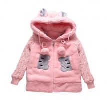 Winter Teenager Mädchen Wolle Oberbekleidung Mantel Kaninchen Bär Jacke Kapuze Kinder dicken Pullover Samt Gesamt kleidung für 4 6 8 12
