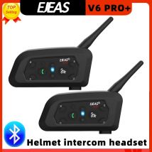 EJEAS V6 PRO +/PLUS Bluetooth-Motorradhelm-Intercom-Headset mit 800 m BT-Interphone-Kommunikator für 6 Fahrer, wasserdicht