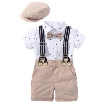 Hot Baby Boy Abbigliamento Completo Neonato Bello Pagliaccetto Fiocco Set Compleanno Festival Regalo Tuta Cappello Bambino Ragazzi Abito da sposa