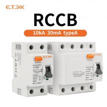 ETEK RCD Tipo A Interruttore automatico corrente residua 2P/4P 30mA/300mA 10KA Guida Din RCCB 25A 40A 63A Brekaer ETLI-100H