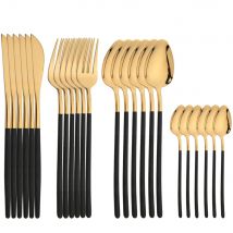 24Pcs Geschirr Edelstahl Geschirr Set Gold Spiegel Besteck Küche Messer Gabel Löffel Restaurant Hochzeit Besteck Set