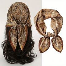 Neue Paisley Hahnentritt Gedruckt Quadrat Schal Kaffee Farbe Dünne Glatte Hals Schal Vintage Stil Sonnenschutz Kopftuch Für Frauen