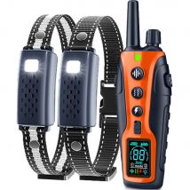 3280 Fuß Stoßhalsband für Hunde, 3 Trainingsmodi, Piepton, Vibration, Schock, Blitzlicht, Sicherheit bei Nacht, Dual-Batterie-Display