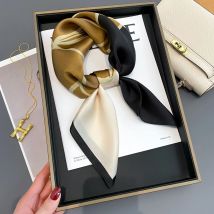 70cm Square Bohemian Floral Print Satin Scarf Soft Lightweight Elastic Neck Wrap Headband for Women Scarves Bandana Luxury