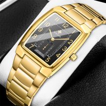 2024 Fashion WWOOR Square Watches For Men WristWatch Luxury Gold Black Stainless Steel Waterproof Quartz Clock Relogio Masculino