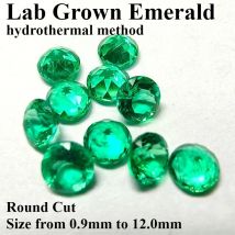 Smeraldo Coltivato in Laboratorio, Colore Verde Muzo Colombia, Taglio Rotondo, Idrotermale, Gemma di Piccole Dimensioni per Gioielli, Certificato Selezionabile