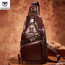 BULLCAPTAIN Borsa da petto in vera pelle Borsa a tracolla casual stile moda da uomo Borsa da lavoro da uomo in pelle di grande capacità