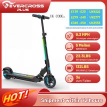 EVERCROSS PLUS EV06C Electric Scooter for Kids, Foldable 6.5'', Up to 15 KM/H, LED Display, Colorful Lights, Lightweight Scooter