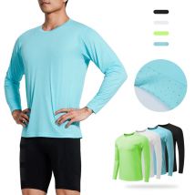 (S-3XL)Lightweigt Quick Dry Men Marathon Running Long Sleeve T-shirt Breathable Training Exercise Fitness Tops