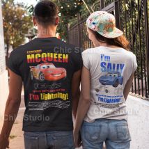 Sally Mcqueen Paar T-Shirts Lightning Mcqueen und Sally T-Shirt für Männer Frauen Romantische Geschenke für Liebhaber