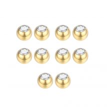 10pcs Stainless Steel Replacement Balls CZ Zircon Labret Tongue Ring Belly Eyebrow Piercing Attachment DIY Body Jewelry