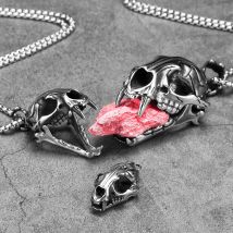 Saber Toothed Tiger Open Mouth Men Necklaces with Pendant Stainless Steel Jewelry for Male Women Punk Hip Hop Gifts Wholesale