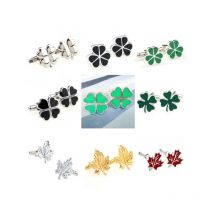 Trendy Black Green Siver Clover Gold Red Maple Leaf Cufflink Cuff Link 1 Pair Shipping Big Promotion