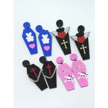 KUGUYS Halloween Gothic Lovely 4 Style Coffin Drop Earrings for Women Glitter Acrylic Jewelry Fashion Icon Accessories