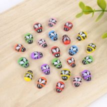 100Pcs Nette Holz Gelb Bee Mini Ladybirds Selbst-adhesive Aufkleber Für Home Garten Miniatur Landschaft Blume Dekor Holz handwerk