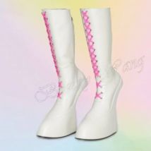 Weiß Rosa Pferd Beweis Stiefel Seltsame Stil Vorne Kreuz Gebunden Schuhe für Frauen High Heel Sexy Party Schuhe Neue Zapatos Para Mujere