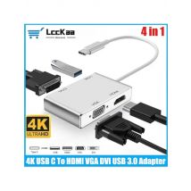 4 in 1 4K USB C To HDMI-compatible VGA DVI USB3.0 Adapter Type C Hub for MacBook Pro MacBook Air Lenovo Samsung Huawei Xiaomi