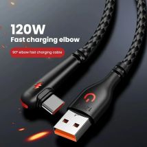 120W 6A 90-Grad-Winkel USB auf Typ-C Superschnellladekabel für iPhone 16 15 Pro Max S23 S22 für Xiaomi 14 13 12 Redmi K50