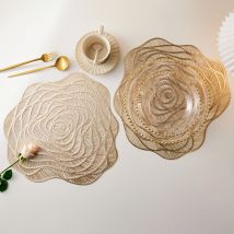 6er-Set wasserdichte Tischset für Hochzeiten, Blumenform, Tischset aus PVC, dekorative hitzebeständige Tischunterlage, Untersetzer für Zuhause, Party