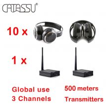 RF Silent Disco Faltbares Kabelloses Kopfhörer-Set 500m Reichweite für Party Meeting DJ Film --10~100 Stück Pack mit 1 Sender