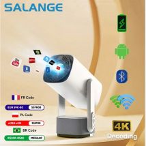 Salange Proyector 4K K2 Smart Android11 ​​Batería incorporada Altavoz Bluetooth WIFI Enfoque automático Corrección Keystone Estilo libre para Samsung iPhone Teléfono Android Proyector de películas al