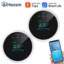 Typ-c Tuya Wifi Gas Leck Detektor Brennbaren Gas Alarm Farbe Bildschirm Display Temperatur Smart Leben APP Küche Villa lager