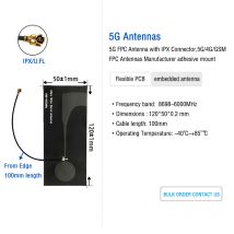 5G FPC Antenna with IPX Connector,5G/4G/GSM FPC Antennas Manufacturer adhesive mount