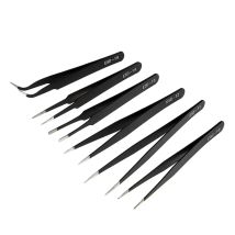 Set di 6 Pinzette di Precisione in Acciaio Inossidabile Curve per Elettronica, Laboratorio, Gioielleria, Artigianato e Saldatura