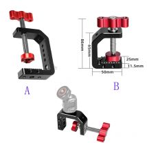 FEICHAO C-Clamp verstellbarer Stangenrohrclip, Schreibtischhalterung, Ständerklemme mit 1/4 3/8 Loch für Kamera, Mikrofon, Fotostudio-Lichthalterung