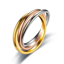 UAGE Klassische 3-Runden-Ring-Sets für Damen, Edelstahl, Hochzeit, Verlobung, weiblicher Fingerschmuck
