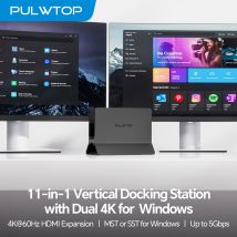 PULWTOP Docking station per laptop USB C doppio monitor, con 2 HDMI 4K, USB A/C 10 Gbps, USB-A 5 Gbps, Ethernet per laptop di tipo C