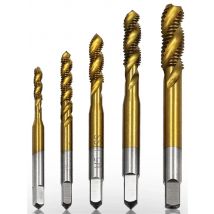 1 SET Titanium Coated HSS Spiral Flute Screw Threading Taps Drill Tools For Machine Metals M3 M4 M5 M6 M8 Metric Hand Tool