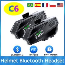 1/2PC C6 Motorrad Helm Bluetooth Intercom Headset IPX5 Wasserdichte Abstand Led Beleuchtung AI Stimme CVC Noise Reduction FM