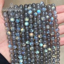 Hochwertige natürliche graue Labradorit Stein perlen runde lose Spacer Edelstein perlen für Schmuck herstellung Mondstein DIY Armband Halskette