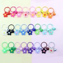 10 stücke Offenen Ring Schnalle Schlüsselbund Schlüssel Ring Mit Blume Glocken Anhänger Für Diy Schmuck Machen Schlüssel Kette Tasche Anhänger Zubehör
