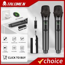 TALOMEN K60 Sistema microfonico dinamico wireless portatile professionale con ricevitore ricaricabile Kit microfono karaoke da 160 piedi