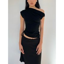 Damen ORIGINAL SIN One-Shoulder Styling geripptes T-Shirt Top T-Shirt