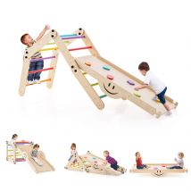 Set da arrampicata Montessori per bambini piccoli, giocattoli da scalatore pieghevoli in legno con rampa regolabile e reversibile, scala da arrampicata fai da te